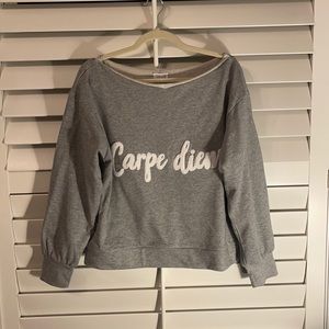 NWT. Carpe diem off the shoulder sweatshirt